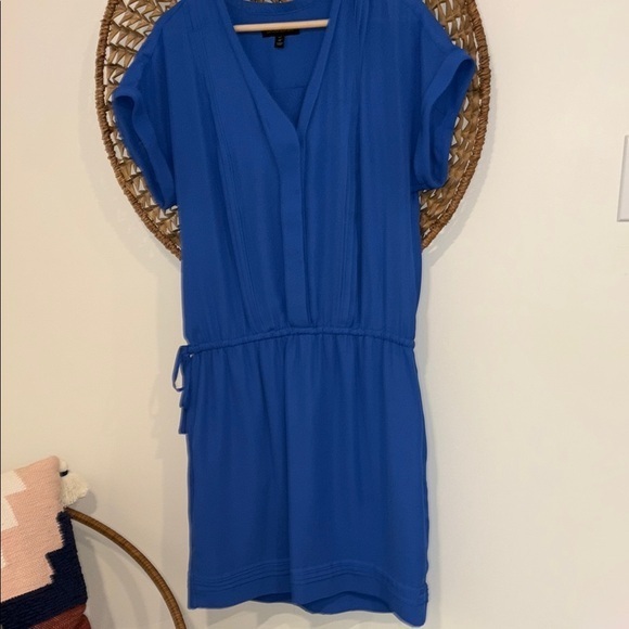 Banana Republic Tank Dress Womens Medium Blue Drawstring Waist Pockets Pullover - Picture 1 of 6